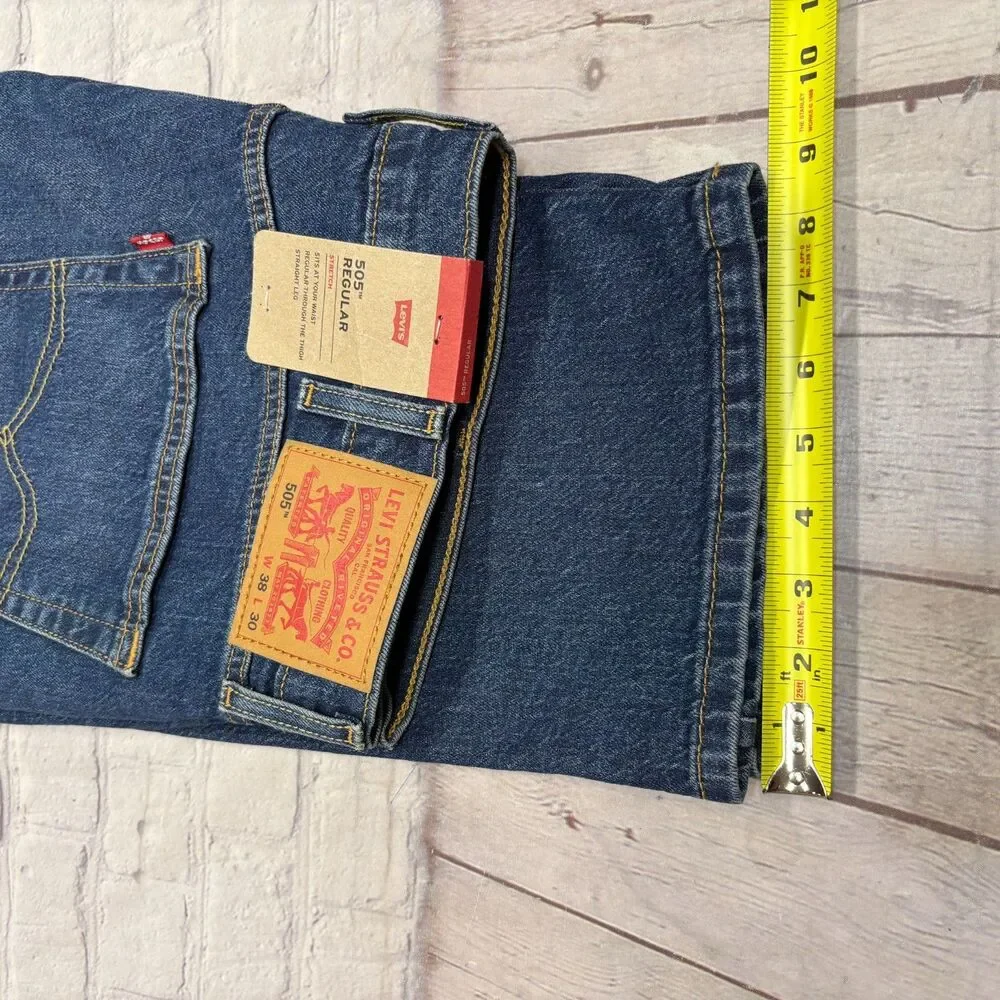 NWT Levi's 505 Regular Straight Jeans Men Size 38x30 Blue Denim C131 -11